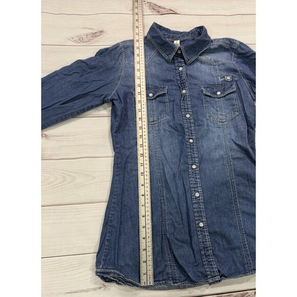 Warehouse One Button Up Shirt women Size Small Blue - Picture 2 of 11